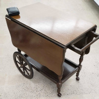 Antique Walnut Tea Cart Sides come up for more table space$165
