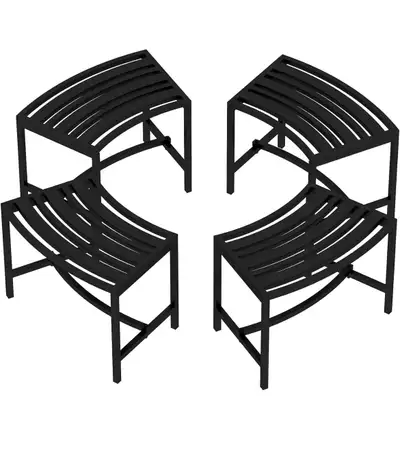 Metal Curved Fire Pit Bench Set of 4, Outdoor Fire Pit Seating, , View more