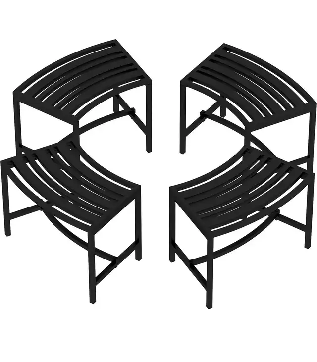 Metal Curved Fire Pit Bench Set of 4, Outdoor Fire Pit Seating,  in Patio & Garden Furniture in Hamilton - Image 2