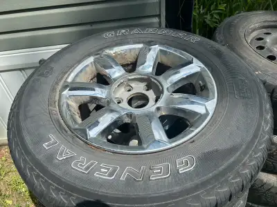bolt pattern is 6x139.7mm. one season left on each set. chrome set is all season and the second set...
