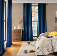 Topfinel Royal Blue Velvet Curtains - set of 2 - 52x108 - BN