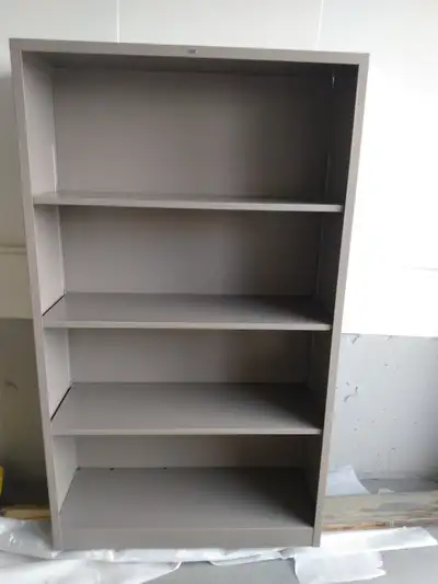4'x11" tall 34 1/2" wide 12" deep sturdy 4 shelves, solid back and sides shelving unit