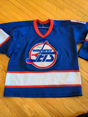 Cole Perfetti Winnipeg Jets Signed Blue Heritage Adidas Jersey