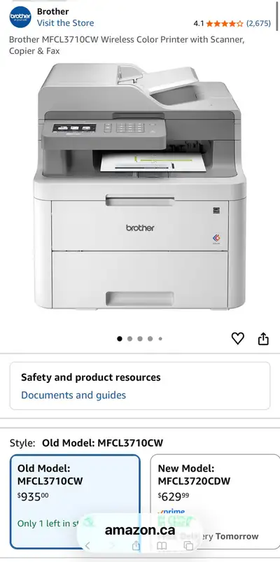 Brother MFC-L3710CW Wireless Color Laser All-in-One Printer, View more