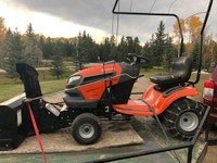 2011 Husqvarna riding lawn mower two stage snowblower no deck.