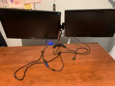 Two 22in Phillips Computer Monitors with dual mount, View more