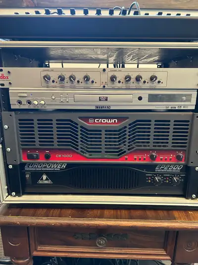 PA system amps and speakers, View more