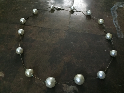 Vintage necklace 925 sterling with faux pearl, View more
