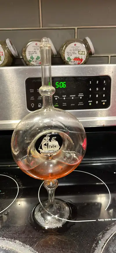 Antique sailboat brandy, decanter, View more