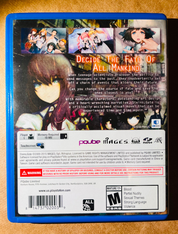 Jeu Steins Gate PS Vita Game dans Sony PSP, Vita  à Ville de Montréal - Image 2