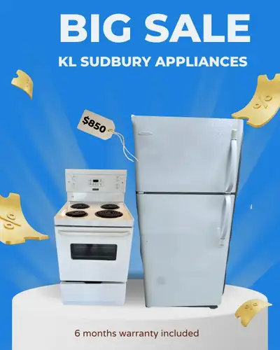 White package fridge & stove compact KL Sudbury Appliances, View more
