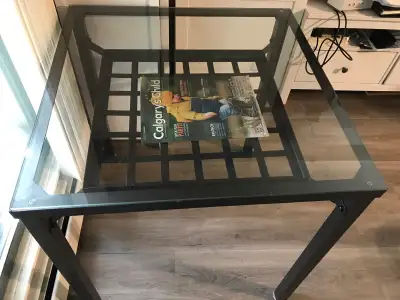 Beautiful  IKEA glass top table set with 2 chairs, View more