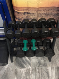 Rubber 12 sided Dumbell set with rack 10 15 20 25 30 +5