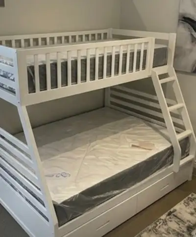 Twin Over Full White Bunk Bed With Modern Design, View more