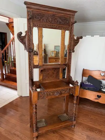 Antique Hall Stand and China Cabinet For sale, View more