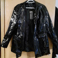 Black Vinyl Oversized Blazer