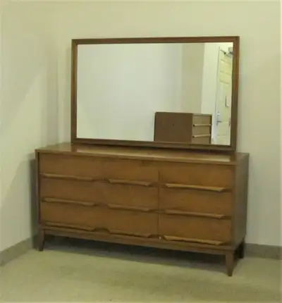 Mid-Century Teak 9 Drawer Dresser With Adjustable Tilt Mirror, View more