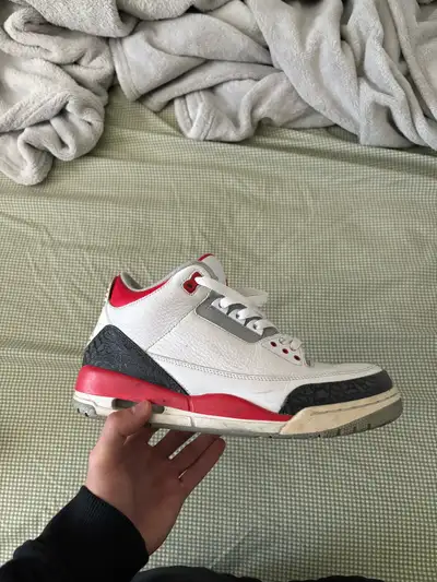 Fire red jordan 3’s, View more