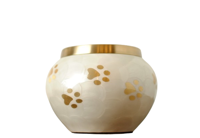 This Pet urn called the 'Cute Golden Paws' is an exquisite pet urn for small Pet Dog or Cat with Twe...