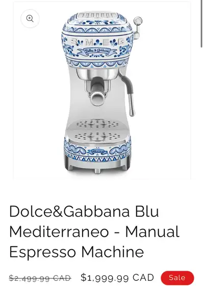 Dolce&Gabbana Blu Mediterraneo - Manual Espresso Machine, View more