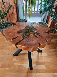 Handmade Chestnut Epoxy Table with Matte Black Legs