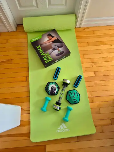 Fitness Set: Adidas Mat, Shake Weight, Dumbbells, Balance Disk, View more