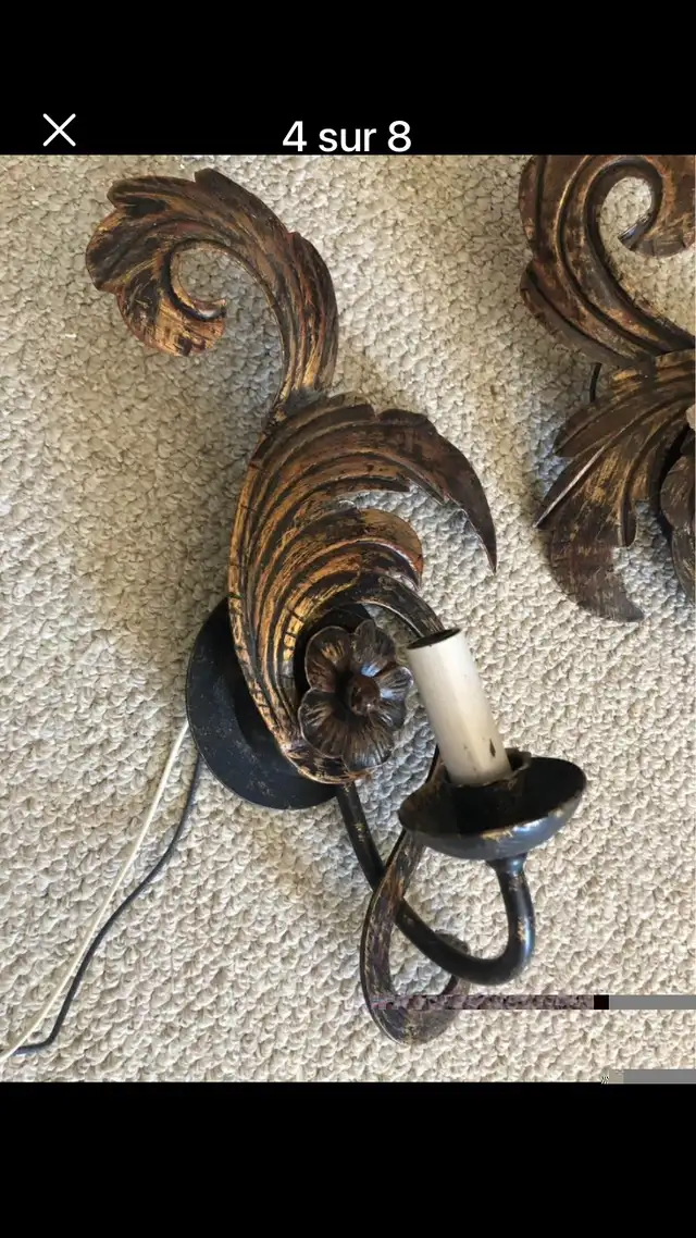 Multi Luminaire 3 piece wall set sconces with beautiful French in Home Décor & Accents in Ottawa - Image 5