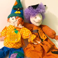 Vintage Hallmark Scrappy The Scarecrow and Willa Witch Halloween