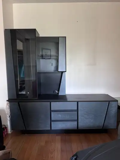 Black Modern Entertainment Wall Unit, View more