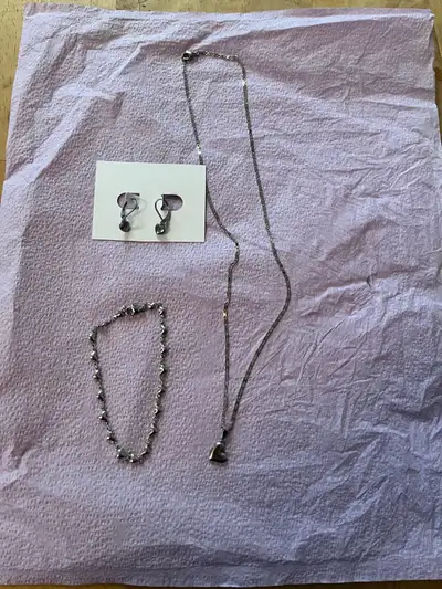 Silver Necklace Set with Bracelet, View more