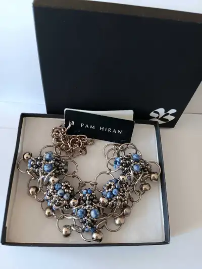 "Pam Hiran"/Semi-PreciousStones/Crystal/SilverTone Necklace,New , View more