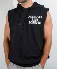 * BRAND NEW MENS 3XL ASSHOLES LIVE FOREVER SLEEVELESS HOODIE *