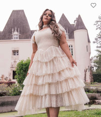 JESSAKAE Mia Lace Champagne Elegant Timeless Dress size XL