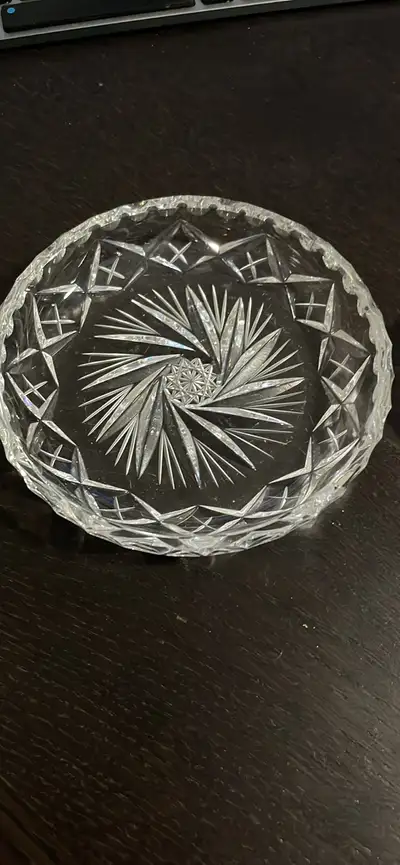 Vintage Pinwheel Starburst Crystal Trinket Dish, View more