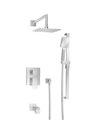 Chrome shower kit 3 way valve Rain Head Hand shower Tub spout