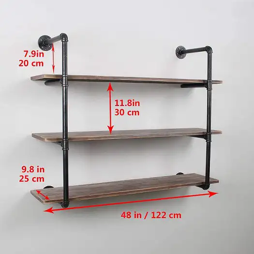 Industrial Pipe Shelves with Wood 3-Tiers in Home Décor & Accents in Markham / York Region - Image 3