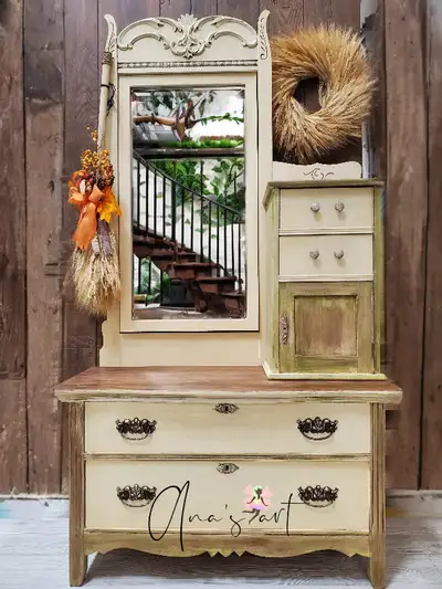DRESSER WITH MIRROR IN BEIGE, View more