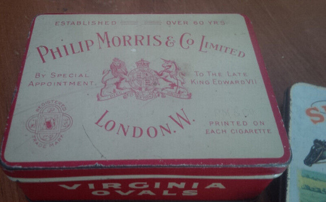 2 Rare Cigarette Tins, Sporting Cig, Philip Morris Virginia Oval in Arts & Collectibles in Stratford - Image 2