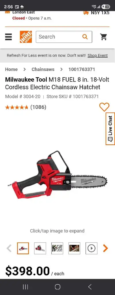 Milwaukee M18 FUEL New 8 in. Pruning Chainsaw Hatchet, View more