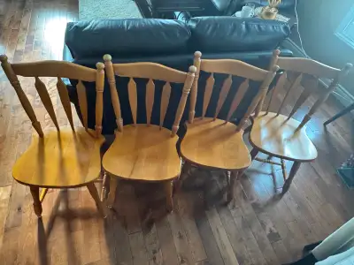Vintage Solid Wood Maple Dining Chairs (Set of 4) & Table, View more