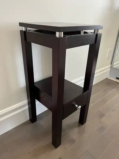 WOOD END TABLE WITH DRAWER, View more