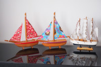 Maquettes de bateaux en bois 3 ships wooden models