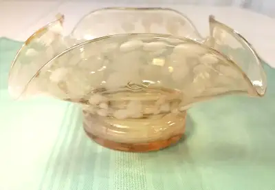 Fenton Cranberry Opalescent Coin Dot Ruffled Bowl Circa 1950, View more