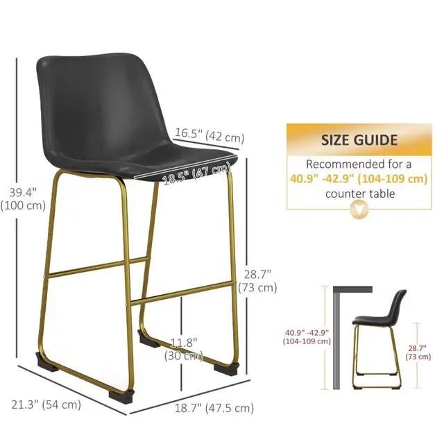 Modern Bar Height Stool, PU Leather Upholstered Stools  in Chairs & Recliners in Markham / York Region - Image 4