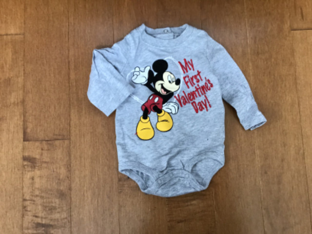 DISNEY BRAND SIZE 3 MONTH MICKEY MY FIRST VALENTINE’S DAY ONESIE in Clothing - 0-3 Months in Peterborough