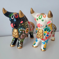 Taureaux en céramique Pérou - Ceramic Hand Painted Bulls Peru