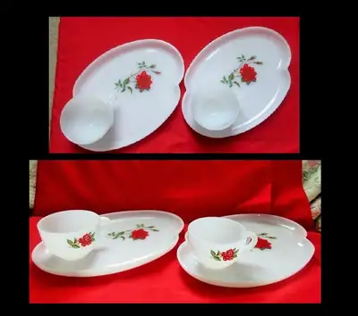 ** ROSECREST  MILKGLASS **Federal Luncheon tray Sets", View more