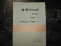 Kawasaki Motorcycle 75 MT1-C Exclusive Parts List - $40.00 obo