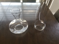 Two glass wine decanters