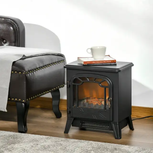 Black 14" Freestanding Electric Fireplace Stove Heater in Heaters, Humidifiers & Dehumidifiers in Markham / York Region - Image 8